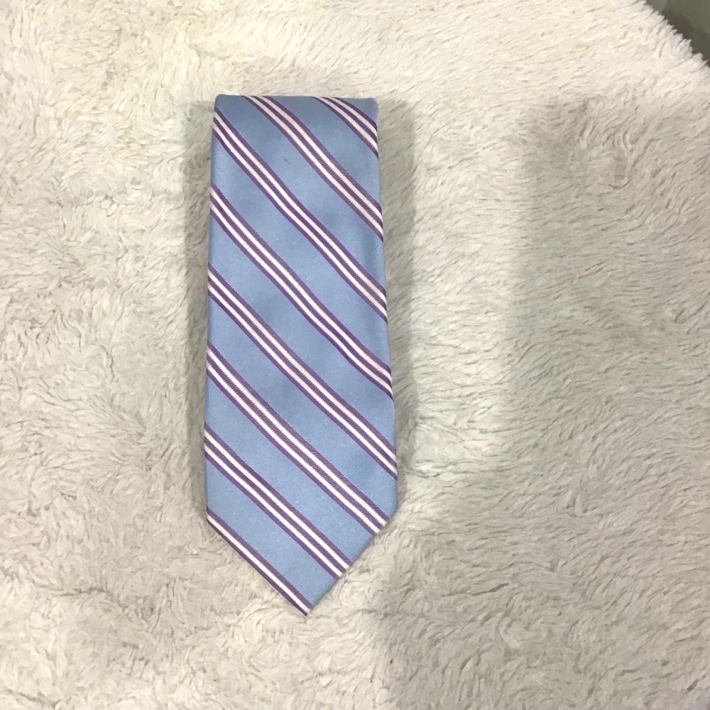 Brooks Brothers Makers & Merchants Men Blue Silk Striped Luxury Tie Hand Made